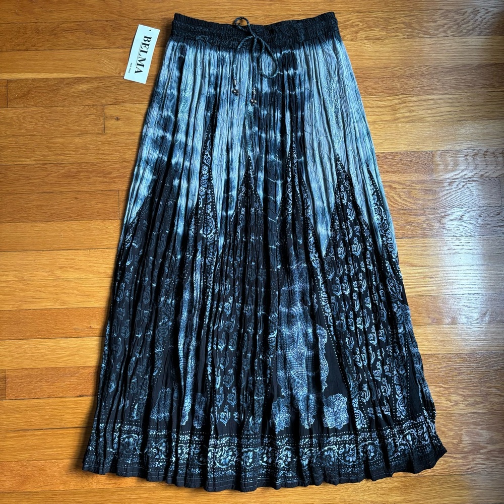 Boho Embroidered Tie Dye Maxi Skirt